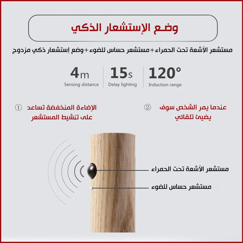 ضوء بوضعيتين الاضاءه او علي الحركه شحن داخلي متنقل intelligent induction light