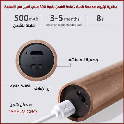 ضوء بوضعيتين الاضاءه او علي الحركه شحن داخلي متنقل intelligent induction light