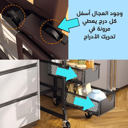 اربع ادراج شبكية للتخزين بعجلات