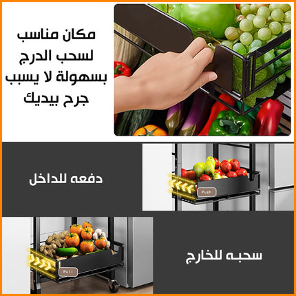 رفوف خشبية و دروج معدنية للمطبخ  Wooden shelves and metal drawers for the kitchen