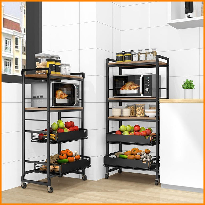 رفوف خشبية و دروج معدنية للمطبخ  Wooden shelves and metal drawers for the kitchen