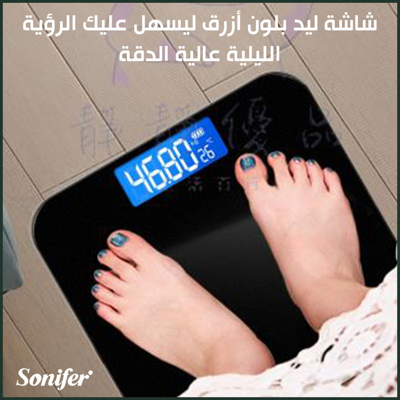 ميزان لقياس وزن الجسم تعمل بالبطاريات sonifer Digital Body Scale sf-1911