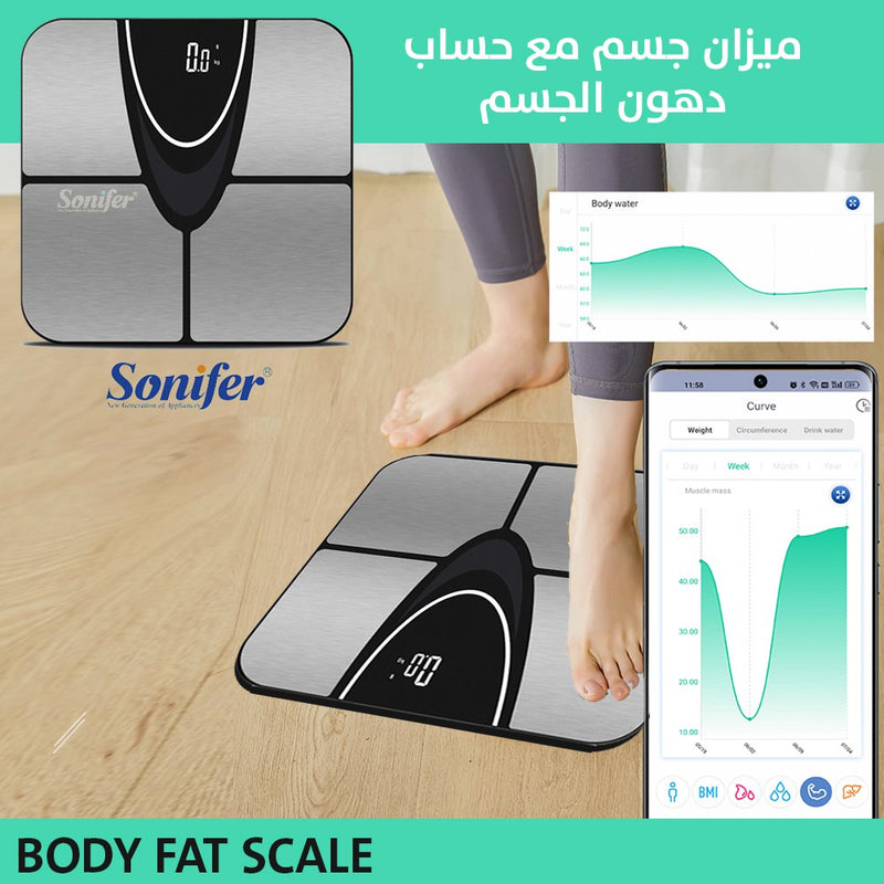 ميزان جسم مع حساب دهون الجسم sonifer sf-1921
