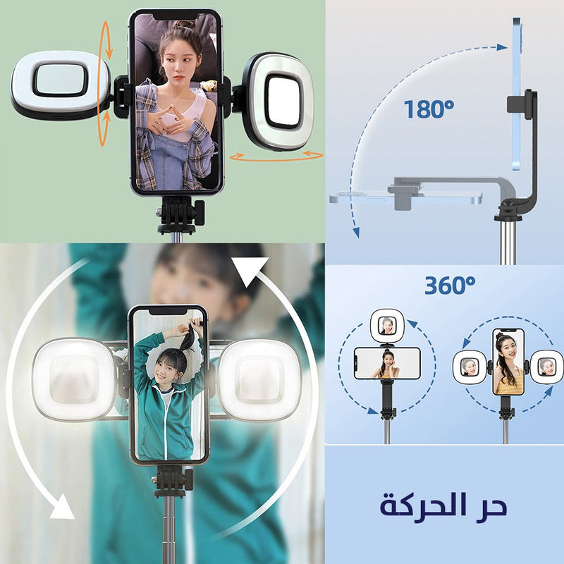 عصا سيلفي للبث المباشر قابل للطي مع تحكم بلوتوث