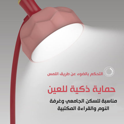 مصباح تيبل لامب وملقط تثبيت وإضاءة ليد يعمل بالشحن  Chinese Style Lamp