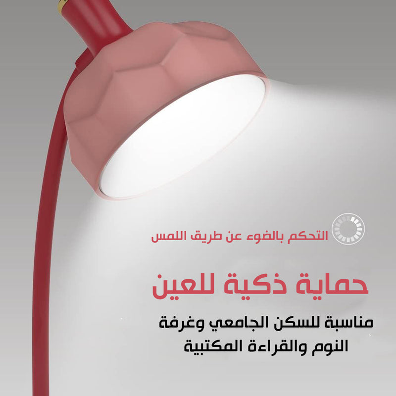 مصباح تيبل لامب وملقط تثبيت وإضاءة ليد يعمل بالشحن  Chinese Style Lamp