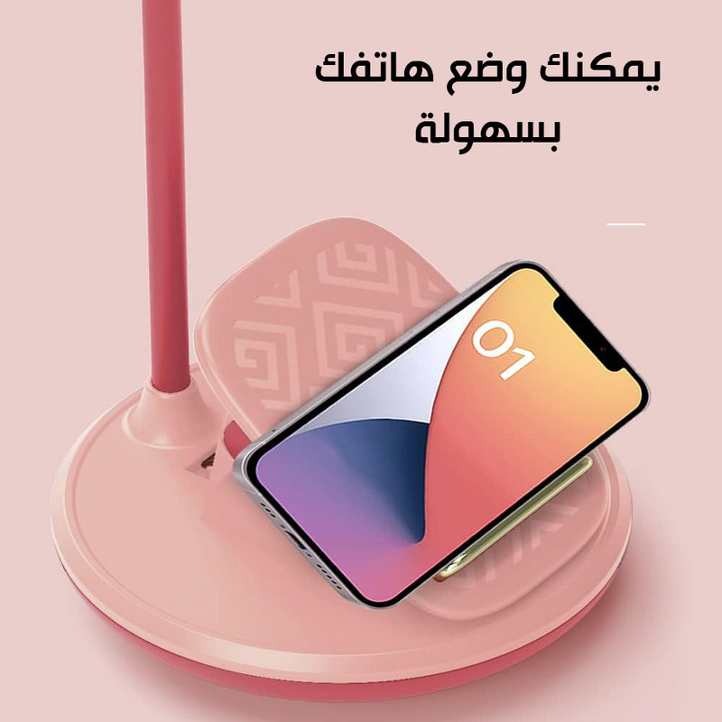 مصباح تيبل لامب وملقط تثبيت وإضاءة ليد يعمل بالشحن  Chinese Style Lamp