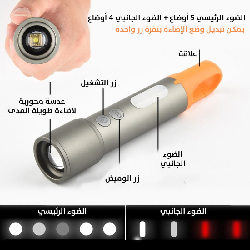 فانوس ولوكس وشعلة تخييم متعدد الاستخدام يعمل بالشحن