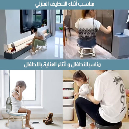 كرسي شفاف دوار منخفض الارتفاع بعجلات دوارة
