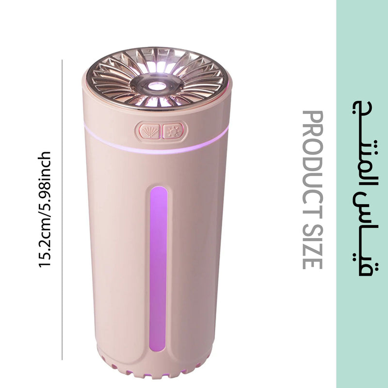 مرطب هواء للسيارة  و المنزل بإضاءة ليد ملونة تعمل بالشحن USB AROMA HUMIDIFIER