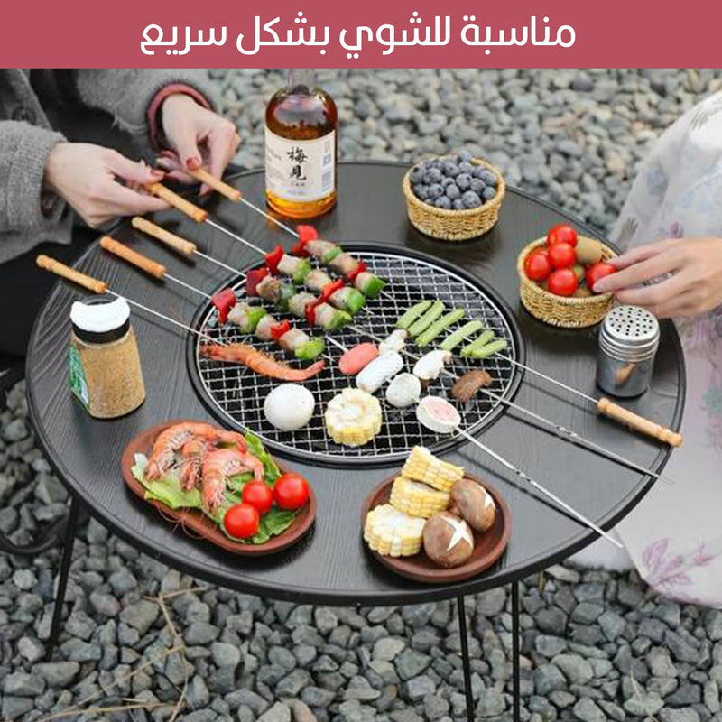 طاوله خشبية بمنقل شواء  Wooden Barbecue Table