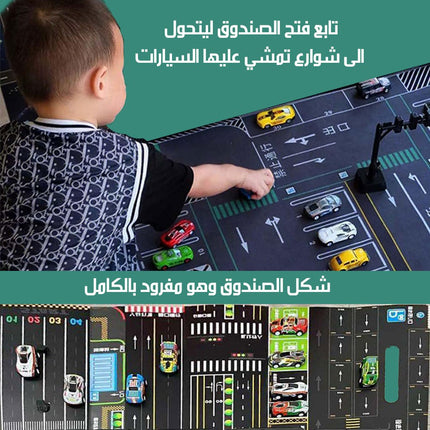 48 سيارة داخل صندوق قابل للفرد برسوم للشوارع