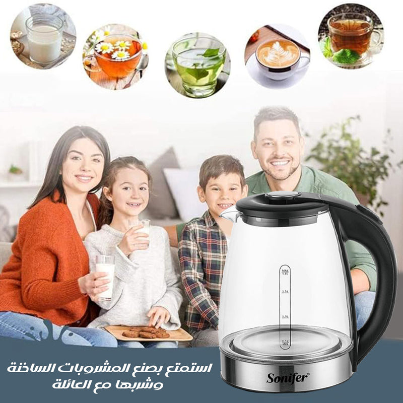 كتل كهربائي زجاجي 1.8لتر Glass Electric Kettle SF-2132