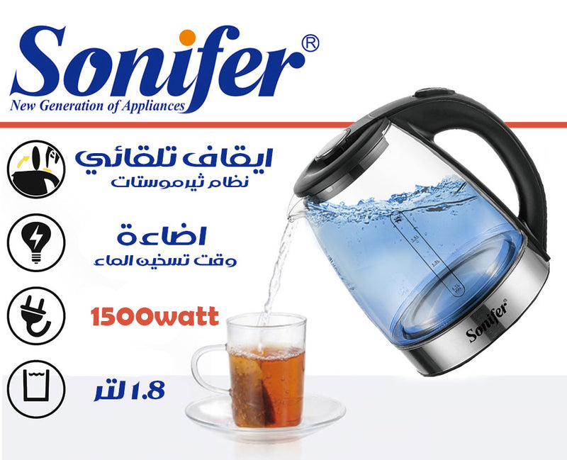كتل كهربائي زجاجي 1.8لتر Glass Electric Kettle SF-2132