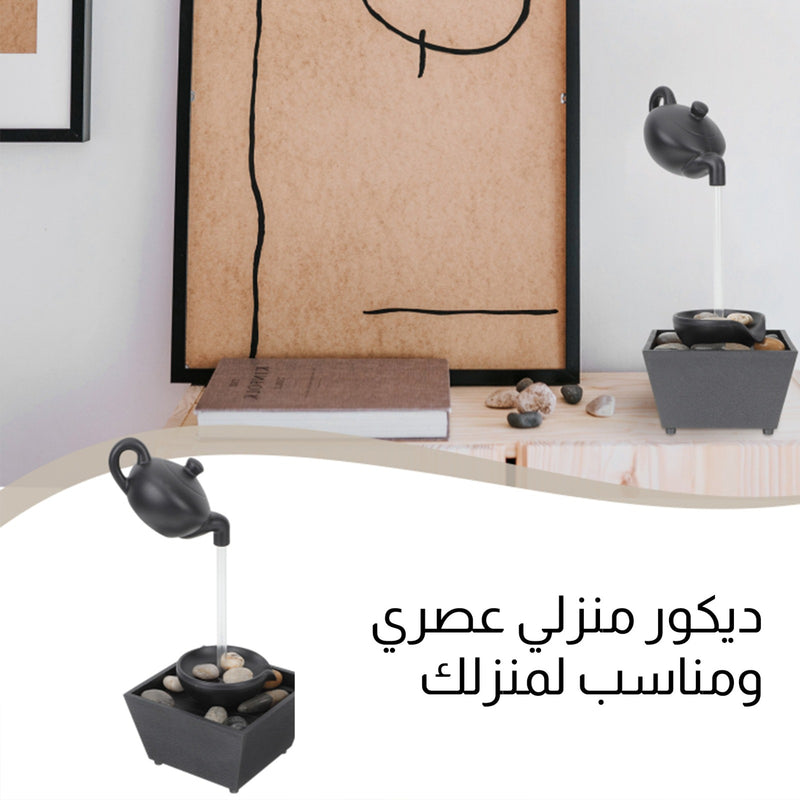 نافورة مياه إبريق مع أحجار إضاءة LED Floating Teapot Water Fountain Ornament