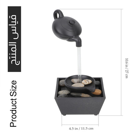 نافورة مياه إبريق مع أحجار إضاءة LED Floating Teapot Water Fountain Ornament