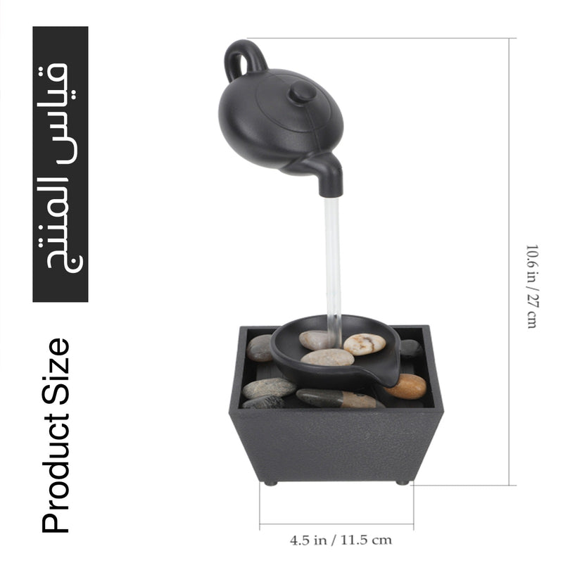 نافورة مياه إبريق مع أحجار إضاءة LED Floating Teapot Water Fountain Ornament