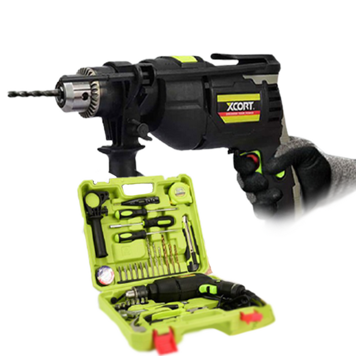 دريل كهربائي مع عدة متكاملة للمنزل من  Electric drill with integrated kit for the home from Xcort