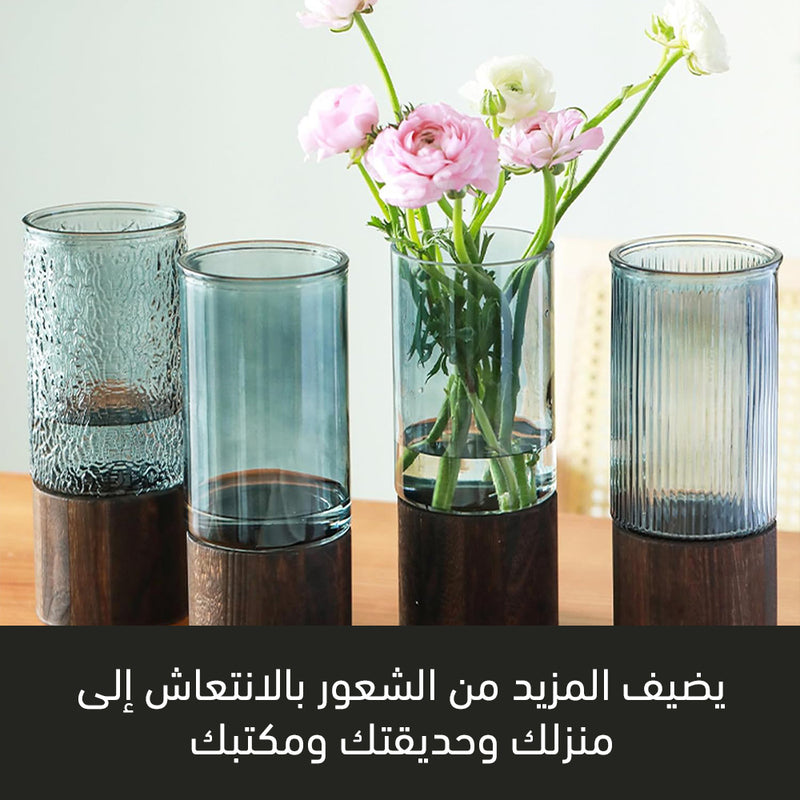 مزهرية زجاجية خشبية Artistic Wood Glass Vase