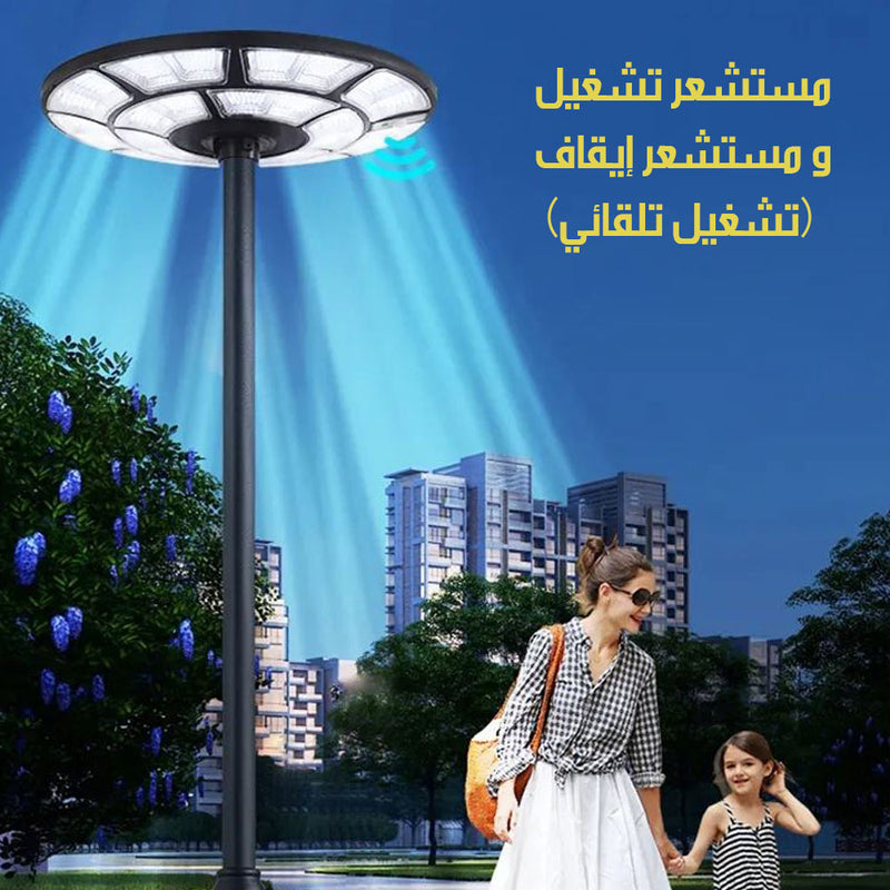 عمود اضاءة (LED) (UFO) شمسية خارجي قابل للنقل UFO PORTABLE OUTDOOR SOLAR LIGHT POLE