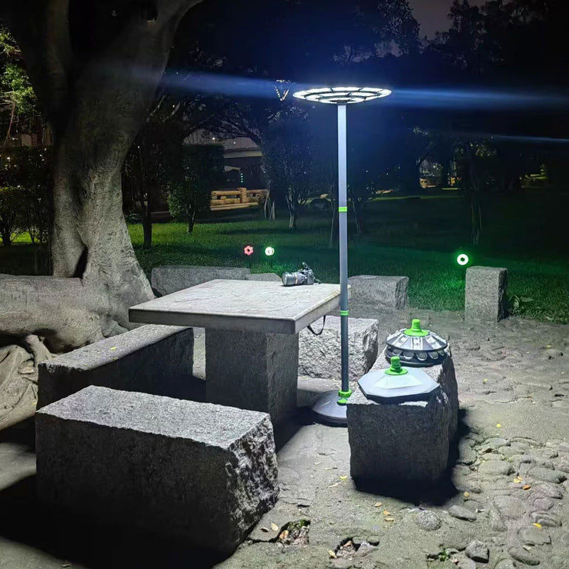 عمود اضاءة (LED) (UFO) شمسية خارجي قابل للنقل UFO PORTABLE OUTDOOR SOLAR LIGHT POLE