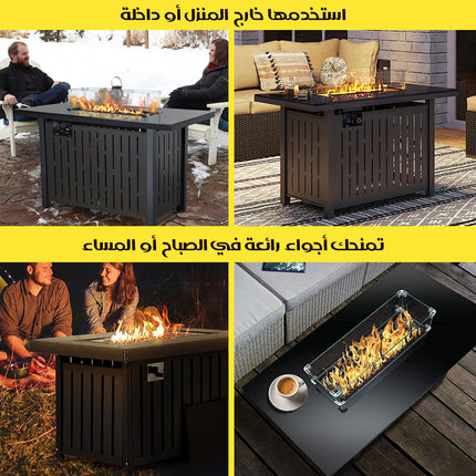 طاولة مدفأة تعمل بالغاز مع الحجر الزجاجي Gas Fireplace Table