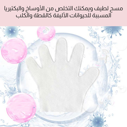 قفازات تنظيف للحيوانات الأليفة 12pcs Pet Cleaning Gloves Cat Dog Wet Wipes
