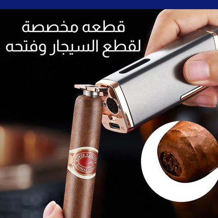 ولاعة بوتان قابلة لإعادة التعبئة مقاومة للرياح Metal Cigar Lighter Jet Flame