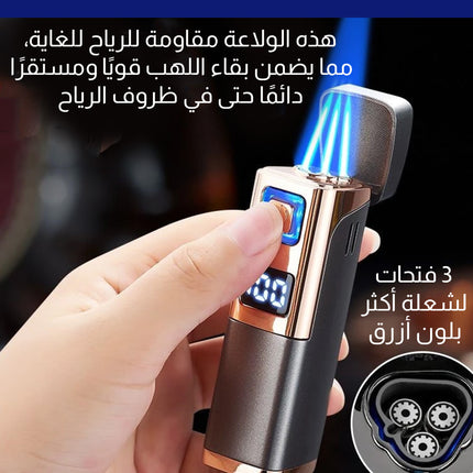 ولاعة بوتان قابلة لإعادة التعبئة مقاومة للرياح Metal Cigar Lighter Jet Flame