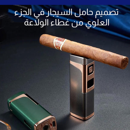 ولاعة بوتان قابلة لإعادة التعبئة مقاومة للرياح Metal Cigar Lighter Jet Flame