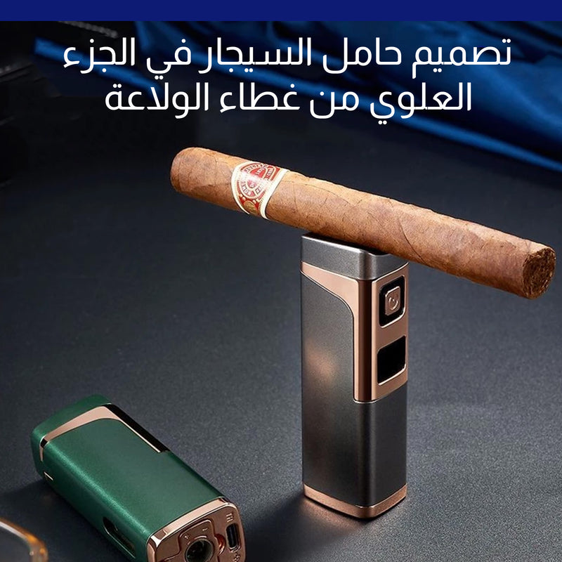ولاعة بوتان قابلة لإعادة التعبئة مقاومة للرياح Metal Cigar Lighter Jet Flame
