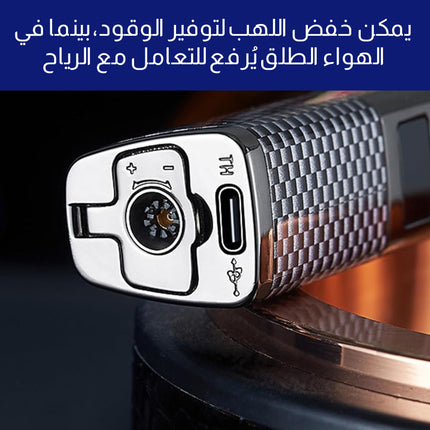 ولاعة بوتان قابلة لإعادة التعبئة مقاومة للرياح Metal Cigar Lighter Jet Flame