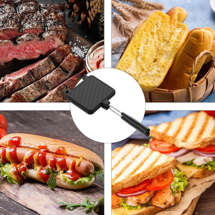 قالب تحميص يوضع على الغاز للخبز و السندويشات Stovetop Warming Pan, Bread, Toaster, Double-sided