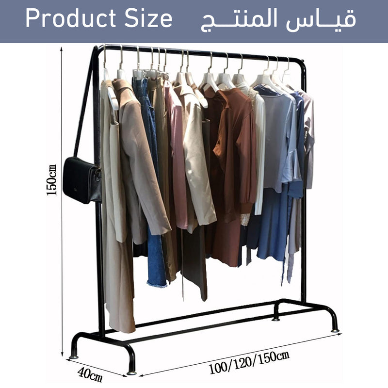 ستاند تعليق ملابس المعدنية Black Clothes Rail with Bottom Storage Shelf