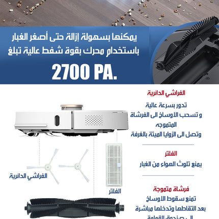 مكنسة روبوت بقاعدة للشحن و التنظيف الذاتي Smart Robot Vacuum Cleaner(omid I8pro)