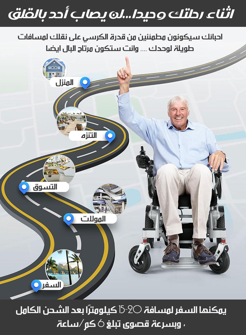كرسي كهربائي متحرك اوتوماتيكي الطي Foldable Electric Wheelchair
