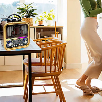 راديو بلوتوث يعمل بالشحن والبطارية والطاقة الشمسية Newest High Quality Retro Radio AM/TV/FM/SW 4 RX-730SD
