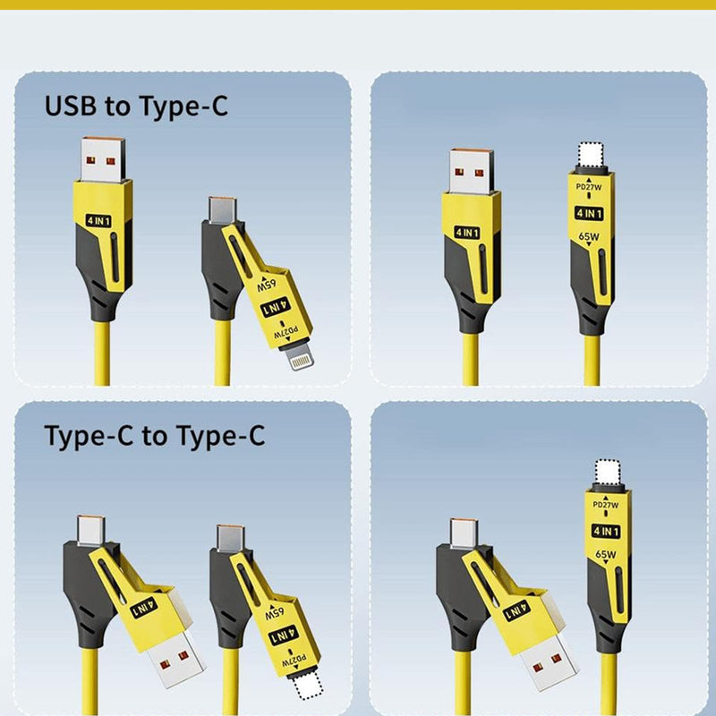 كيبل شحن سريع 4 في 1 4in 1 Spring Fast Charging Cable, 65W