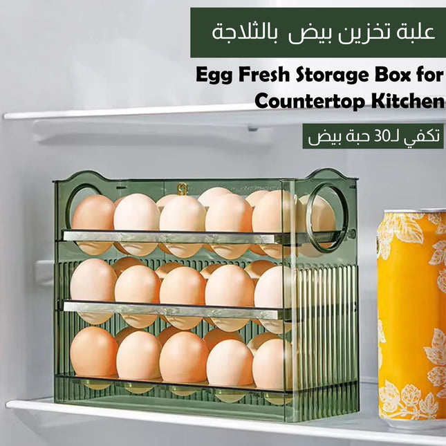 علبة تخزين بيض بالثلاجة تكفي لـ30 حبة بيض Egg Fresh Storage Box for Countertop Kitchen