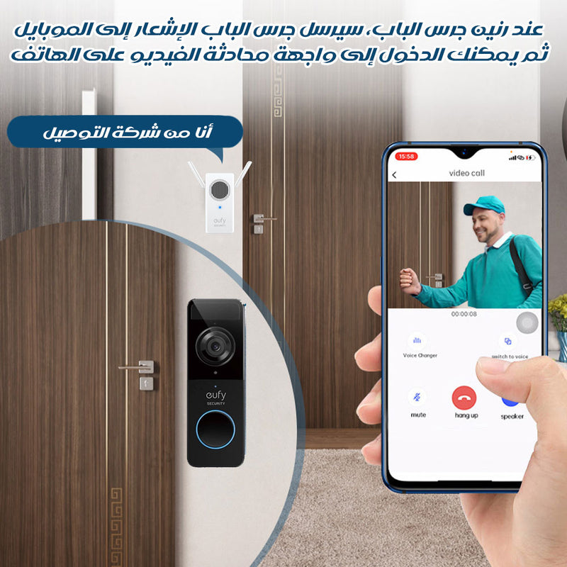 جرس باب ذكي لاسلكي كاميرا وصوت وحساس حركي Doorbell Home Camera System