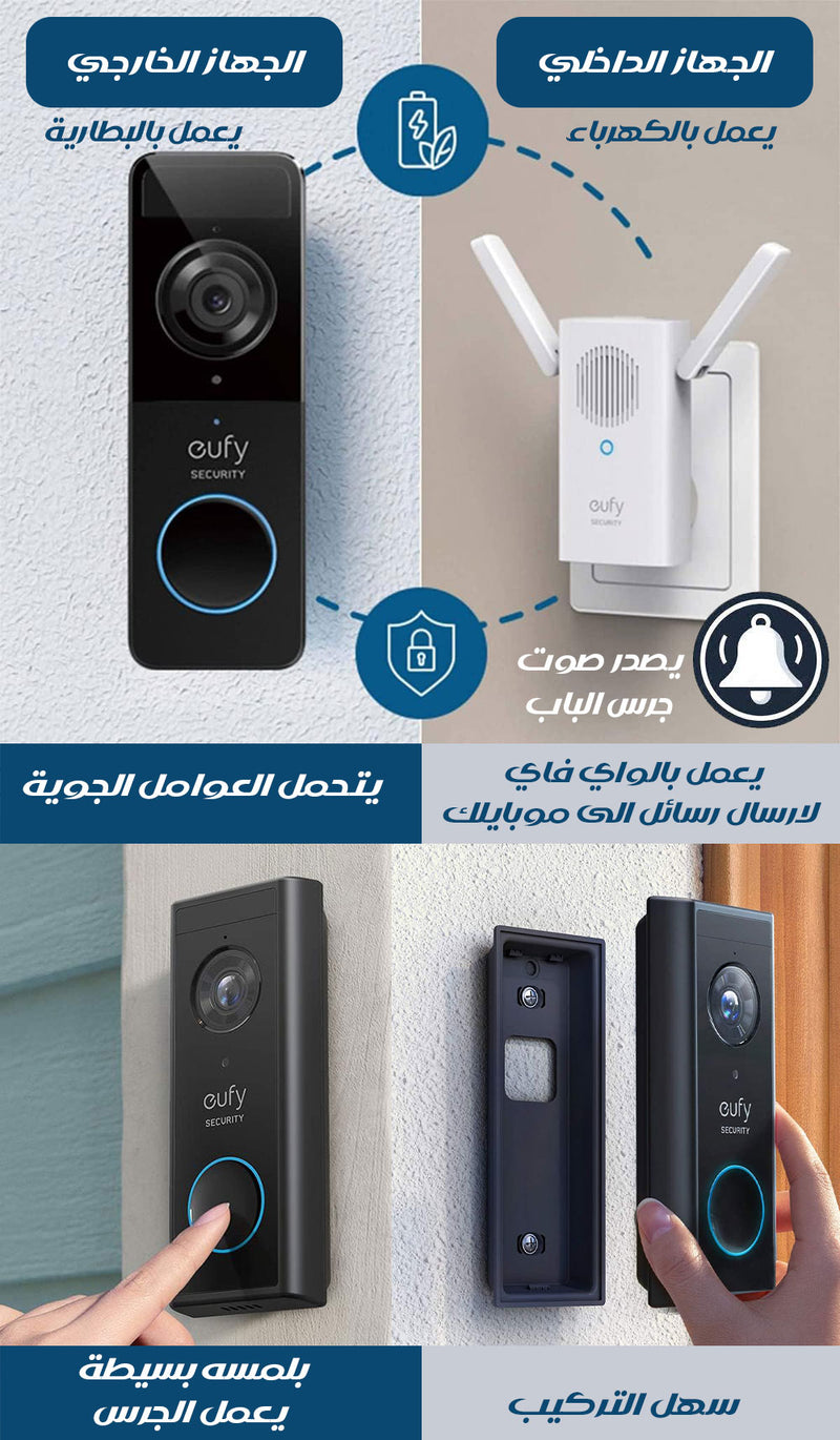 جرس باب ذكي لاسلكي كاميرا وصوت وحساس حركي Doorbell Home Camera System
