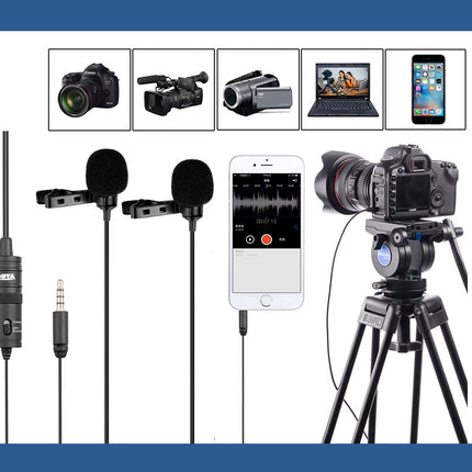 مايكرفون بمشبك تثبيت عدد 2 Boya BY-M1DM Dual Omni-directional Lavalier Microphone