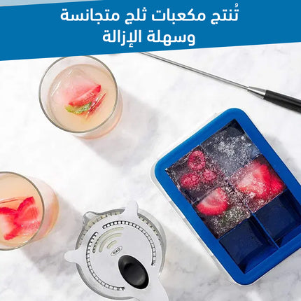مكعبات سيليكون للثلج بستة قوالب مع غطاء Silicone 6 Holes Ice Cube Tray With Cover