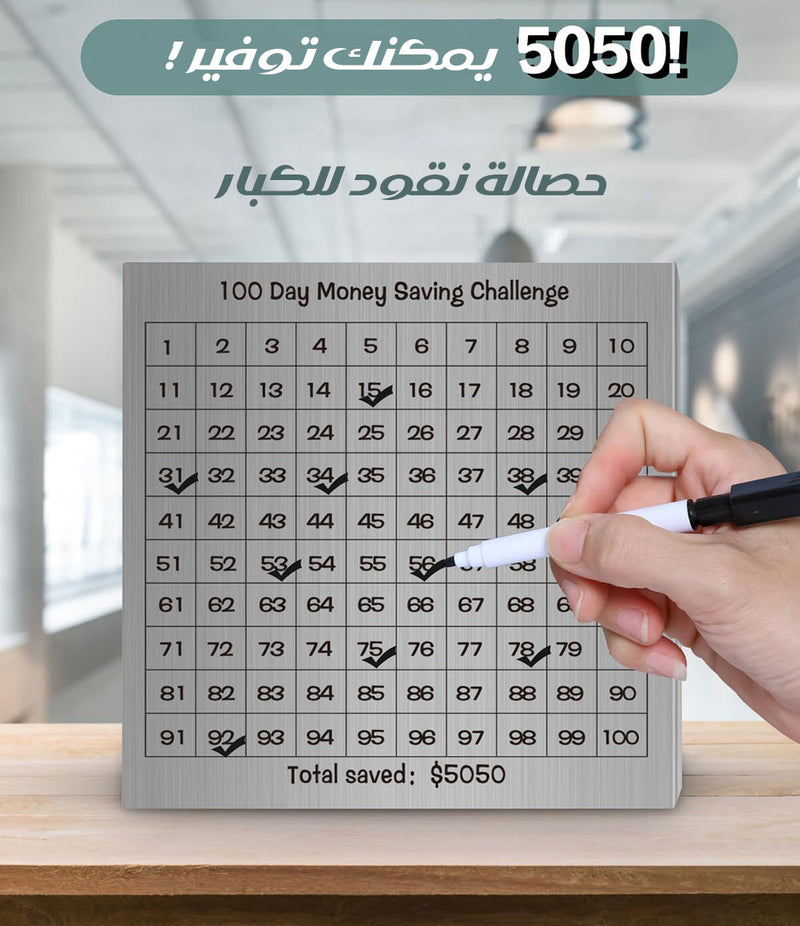 تحدي حصالة المال لمدة 100 يوم 100 Day Money Saving Challenge Box