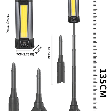 كشاف اضاءة متعدد الوظائف مع ستاند قابل للتطويل SUPER BRIGHT WORK LIGHT