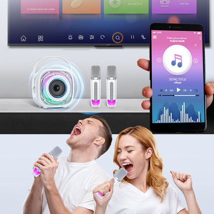 كاريوكي مزدوج بسماعة محمولة بلوتوث Dual microphone wireless duet