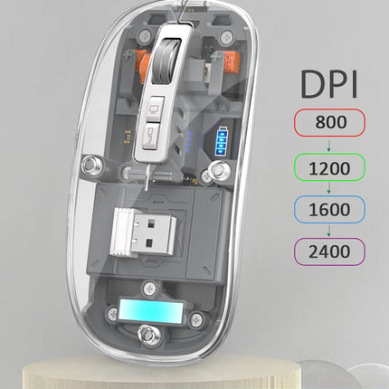 ماوس لاسلكي دبل + USB شفاف شحن بتحكم ثلاثي Meetion BTM005 WIRELESS MOUSE
