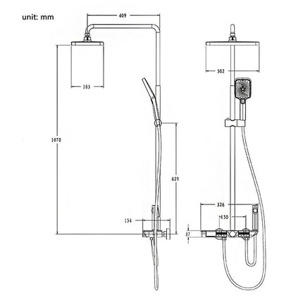 مجموعة دش حمام ذكي بشاشة رقمية لعرض الحرارة Smart Shower Set With Digital Temperature Disp Q-03