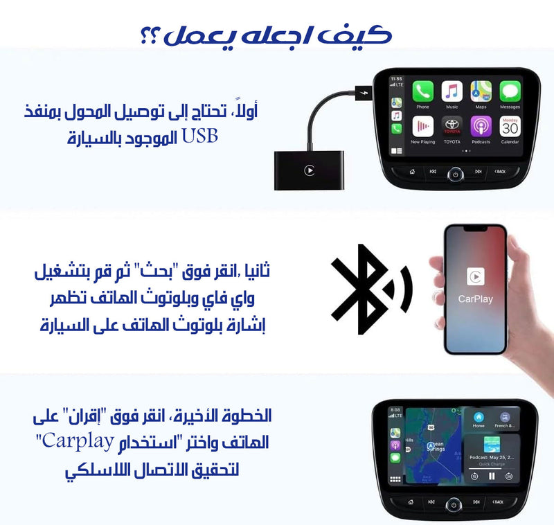 محول شاشة السيارت التقليدية الى شاشة ذكية Phone Planet Carplay MULTIMEDIA CAR SMART BOX