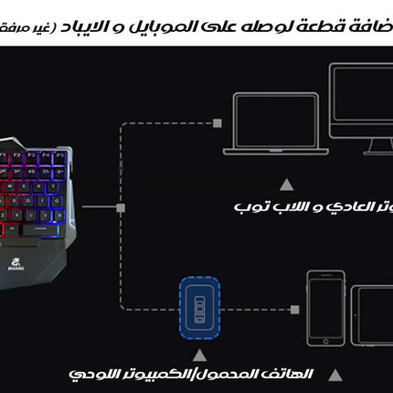 35 مفتاح لكيبورد سلكي للالعاب ( بيد واحدة ) JEQANG ONE-HAND GAME KEYBOARD JK-911